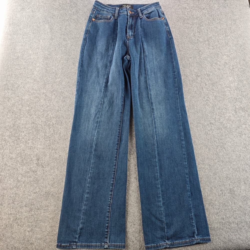 Judy Blue High Rise Wide Leg Trouser Jeans Womens 5/27 Blue Stretch JB88353 DK